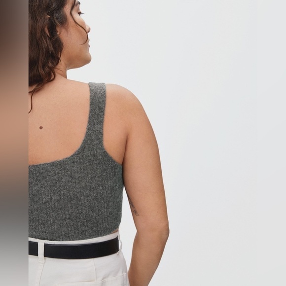 NWT Everlane The Cozy Stretch Tank in Heather Charcoal, Wool Blend, Super Soft S - Picture 4 of 15
